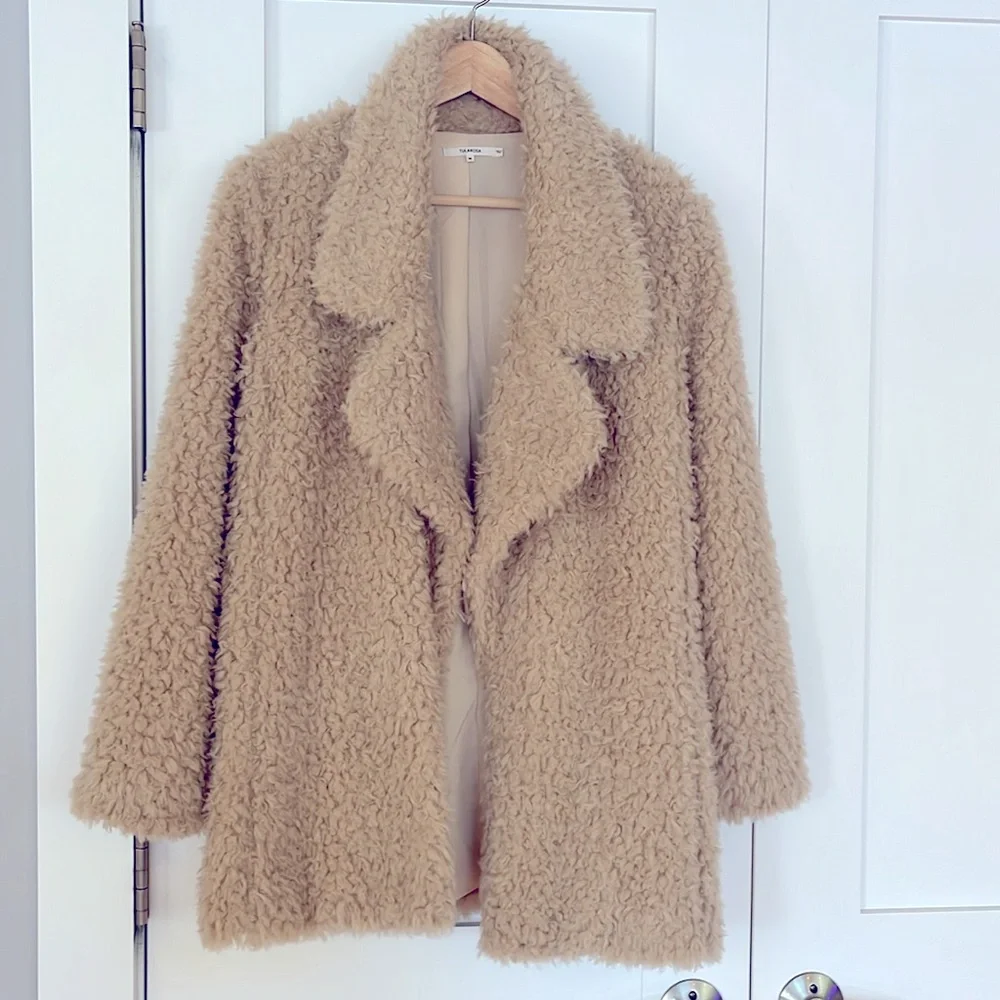 Tularosa Teddy Open Cardigan Sweater Jacket- NWT- Tan Cream- Size Medium - Picture 7 of 9